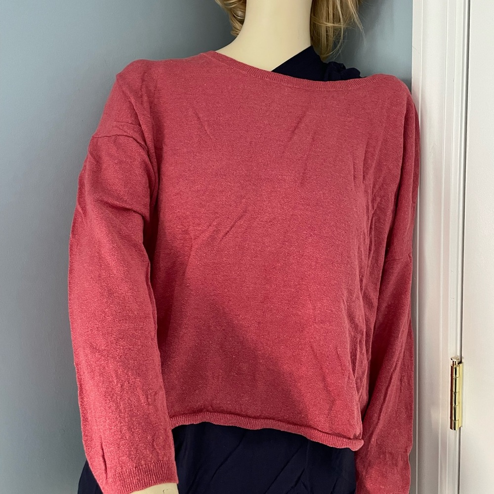 Eileen Fisher gently worn rust colored linen long sleeve sweater size medium